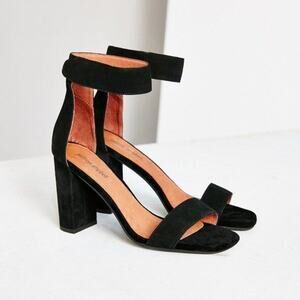 [Jeffrey Campbell] Black Holvey Suede Ankle Strap Chunky Block Heel Sandals Sz 9
